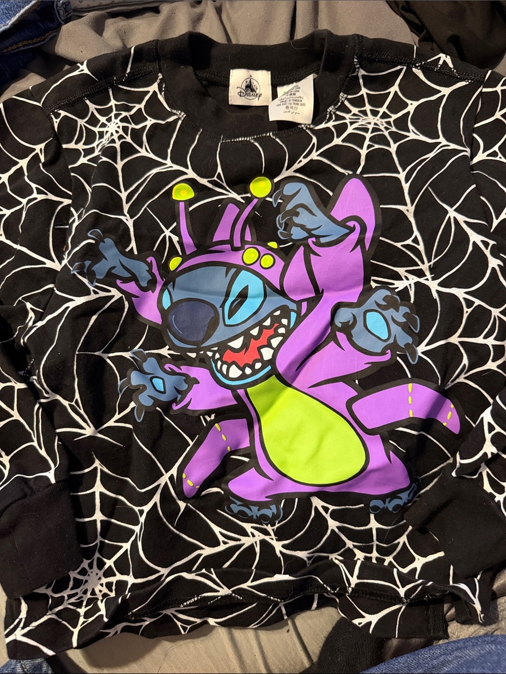 Kid’sDisney Black Sweatshirt with Purple Stitch Alien and Neon Green Accents